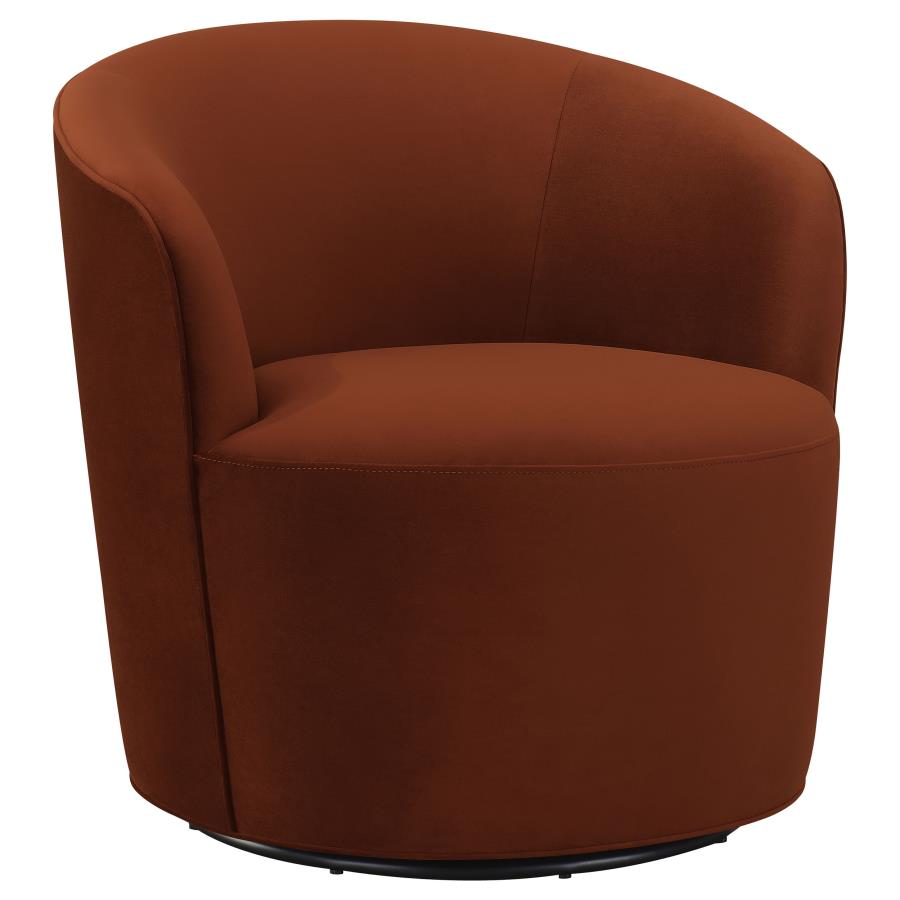 Joyce Upholstered Barrel Back Swivel Chair Burnt Orange (image for) Joyce Upholstered Barrel Back Swivel Chair Burnt Orange