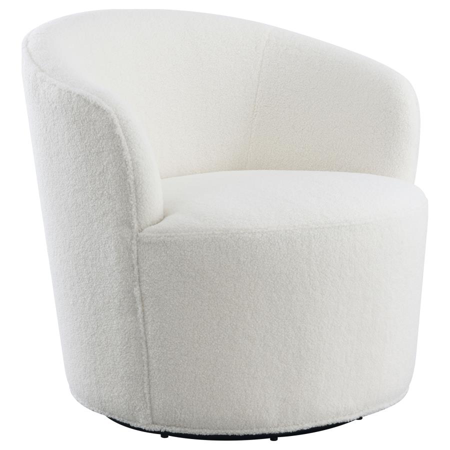 Joyce Upholstered Barrel Back Swivel Chair White (image for) Joyce Upholstered Barrel Back Swivel Chair White