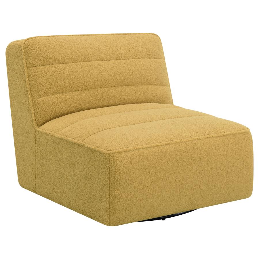 Cobie Upholstered Armless Swivel Chair Mustard (image for) Cobie Upholstered Armless Swivel Chair Mustard