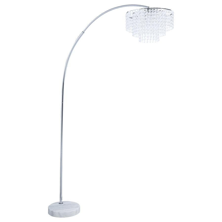 Shirley 86-inch Hanging Crystal Arc Metal Floor Lamp Chrome (image for) Shirley 86-inch Hanging Crystal Arc Metal Floor Lamp Chrome