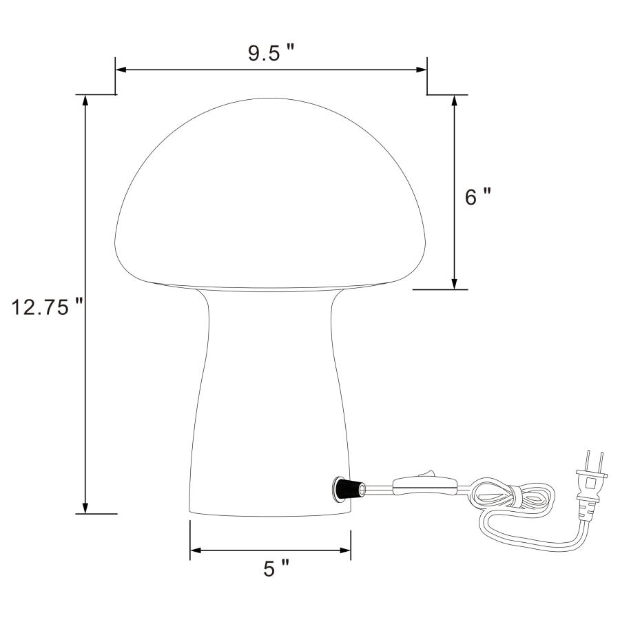 Modal Additional Images for Kanaby Mushroom Shaped Glass Bedside Table Lamp White