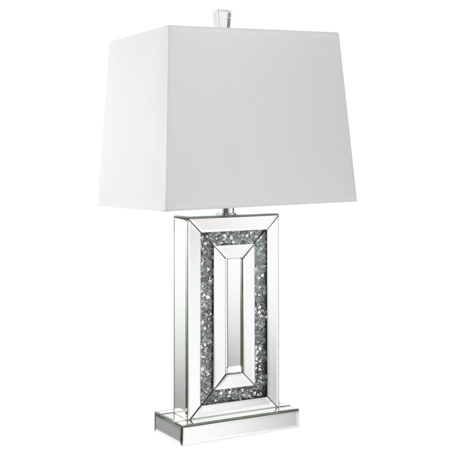 Ayelet 30-inch Tapered Shade Mirrored Table Lamp Silver (image for) Ayelet 30-inch Tapered Shade Mirrored Table Lamp Silver