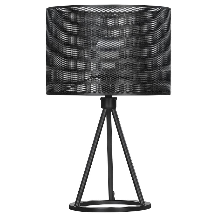 Chapin 19-inch Metal Mesh Drum Shade Table Lamp Black