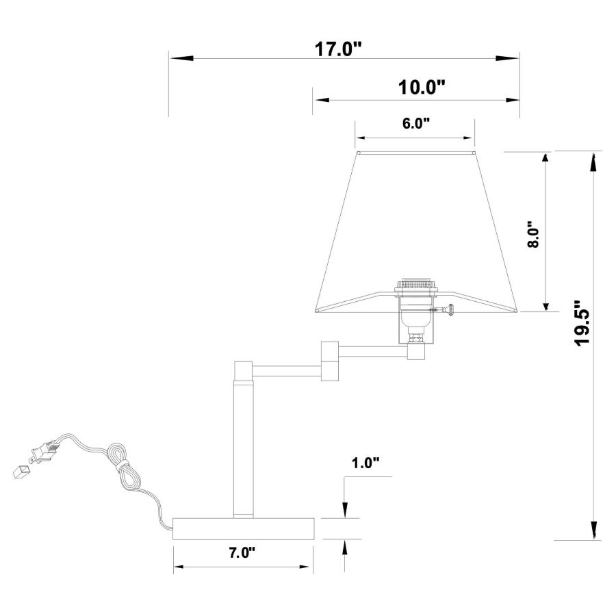 Modal Additional Images for Colombe 20-inch Empire Shade Swing Arm Table Lamp Black