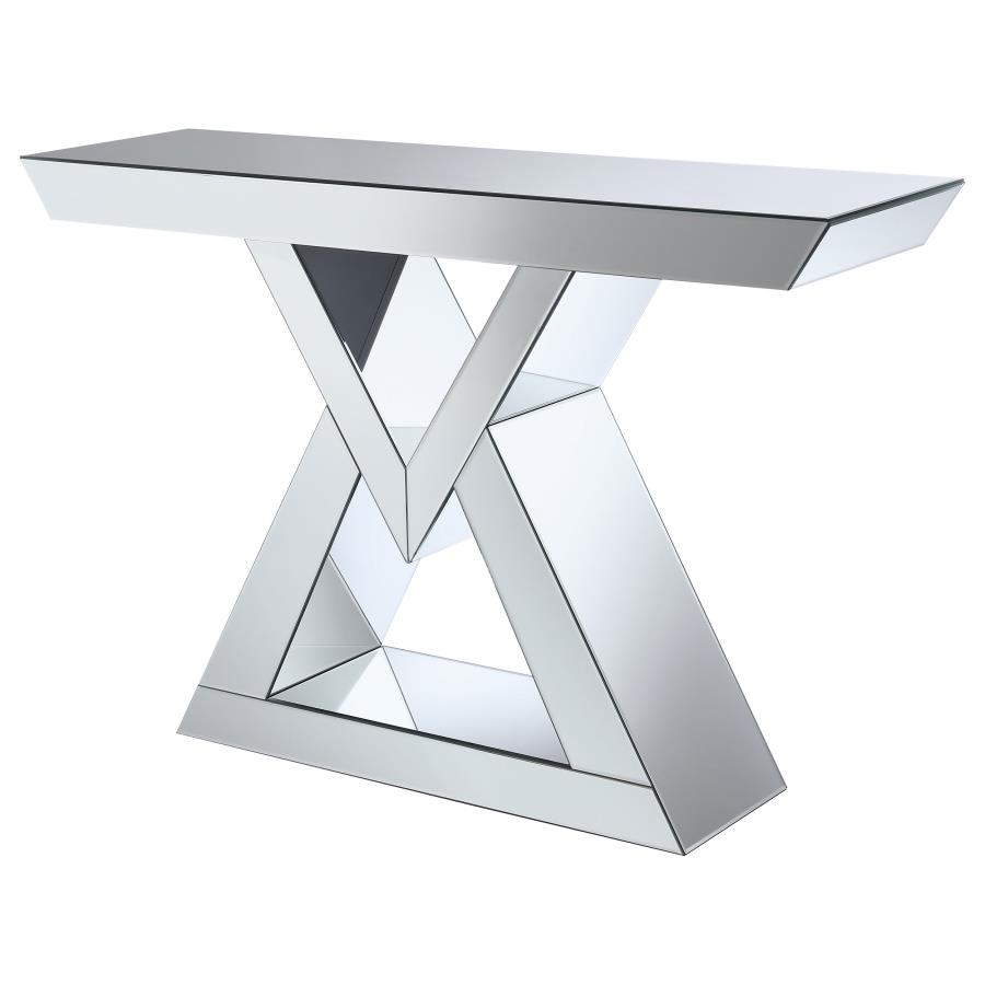 Cerecita Mirrored Triangular Entryway Console Table Silver