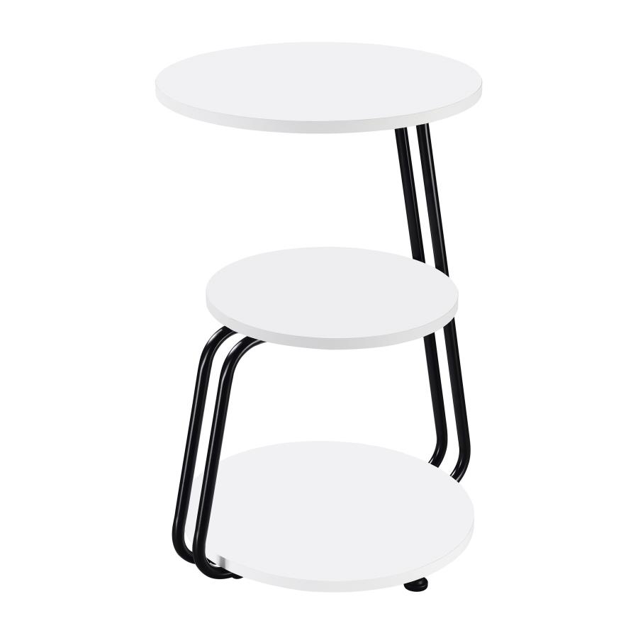 Hilly 3-tier Round Accent Side Table White and Black (image for) Hilly 3-tier Round Accent Side Table White and Black