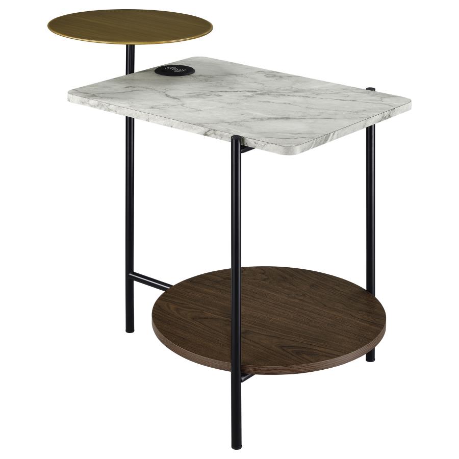 Ottilie 3-tier Side Table Wireless Charger White and Black (image for) Ottilie 3-tier Side Table Wireless Charger White and Black