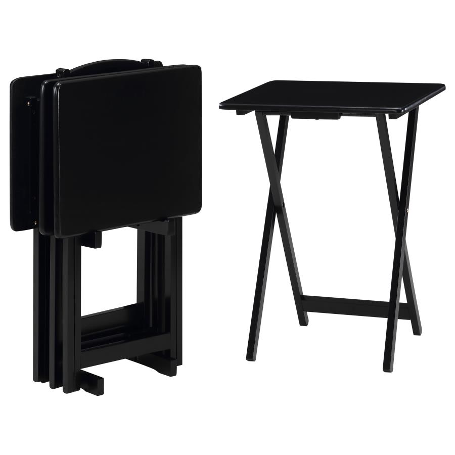 Donna 4-piece TV Tray Table Set with Stand Black (image for) Donna 4-piece TV Tray Table Set with Stand Black