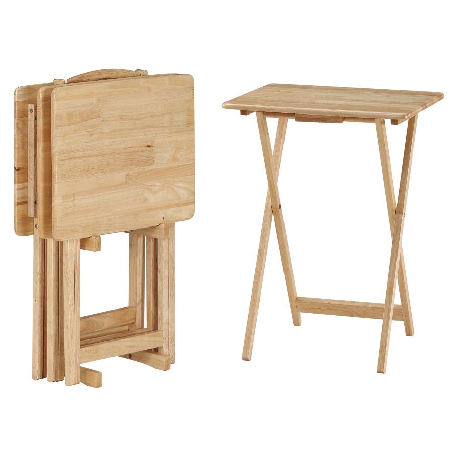 Donna 4-piece TV Tray Table Set with Stand Natural (image for) Donna 4-piece TV Tray Table Set with Stand Natural