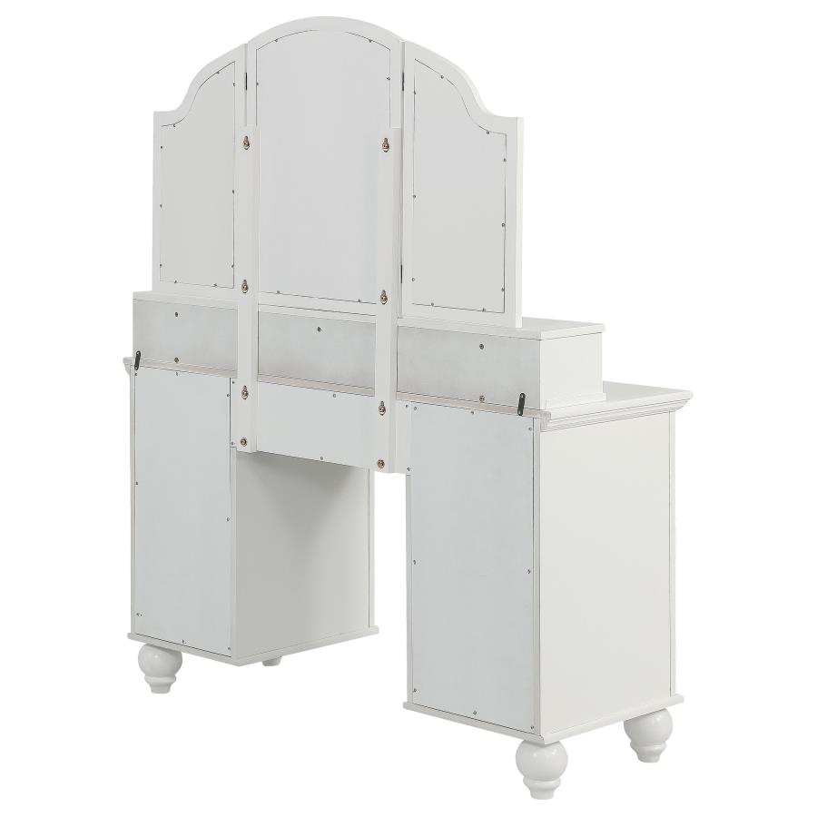Reinhart Makeup Vanity Table Set White and Beige