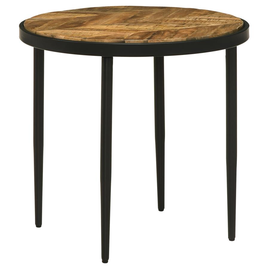 Hayden Round Wood Top Side Table Natural Mango and Black (image for) Hayden Round Wood Top Side Table Natural Mango and Black