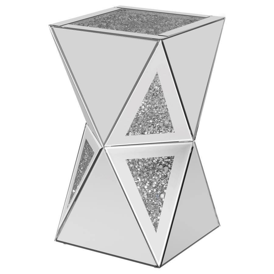 Matheo Square Geometric Mirrored Acrylic Side Table Silver (image for) Matheo Square Geometric Mirrored Acrylic Side Table Silver