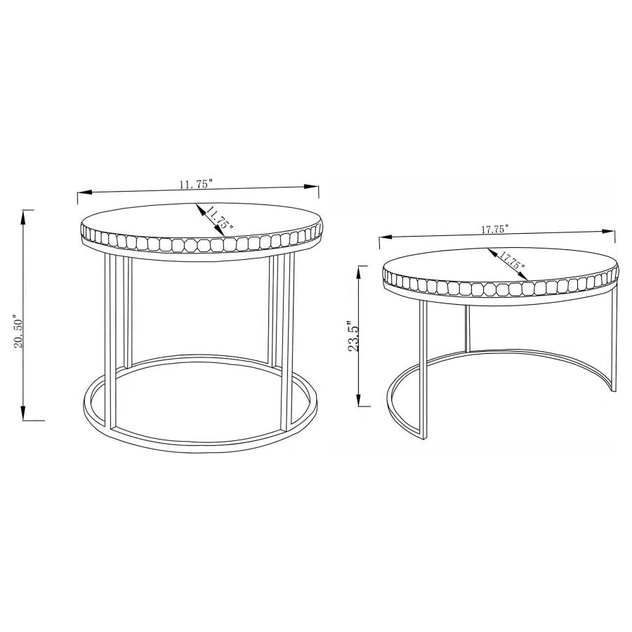 Modal Additional Images for Addison 2-piece Round Mirror Top Nesting Tables Silver