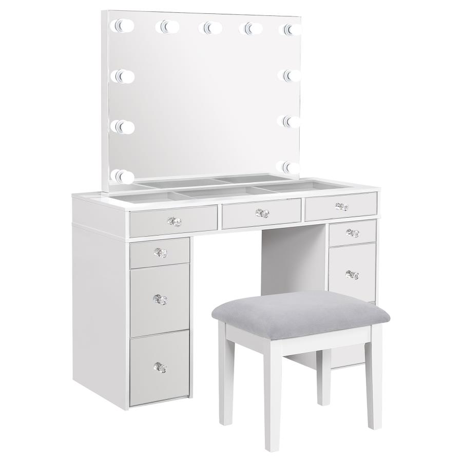 Regina Makeup Vanity Table Set with Lighting White (image for) Regina Makeup Vanity Table Set with Lighting White