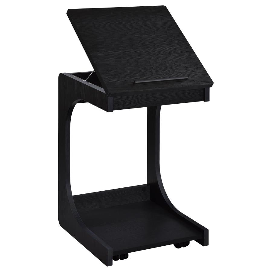 Ralston C-Shaped Lift-Top Sofa Side Table With Casters Black