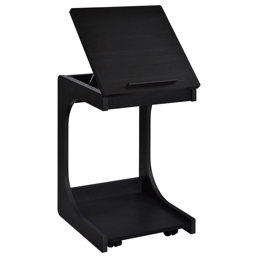 Ralston C-Shaped Lift-Top Sofa Side Table With Casters Black