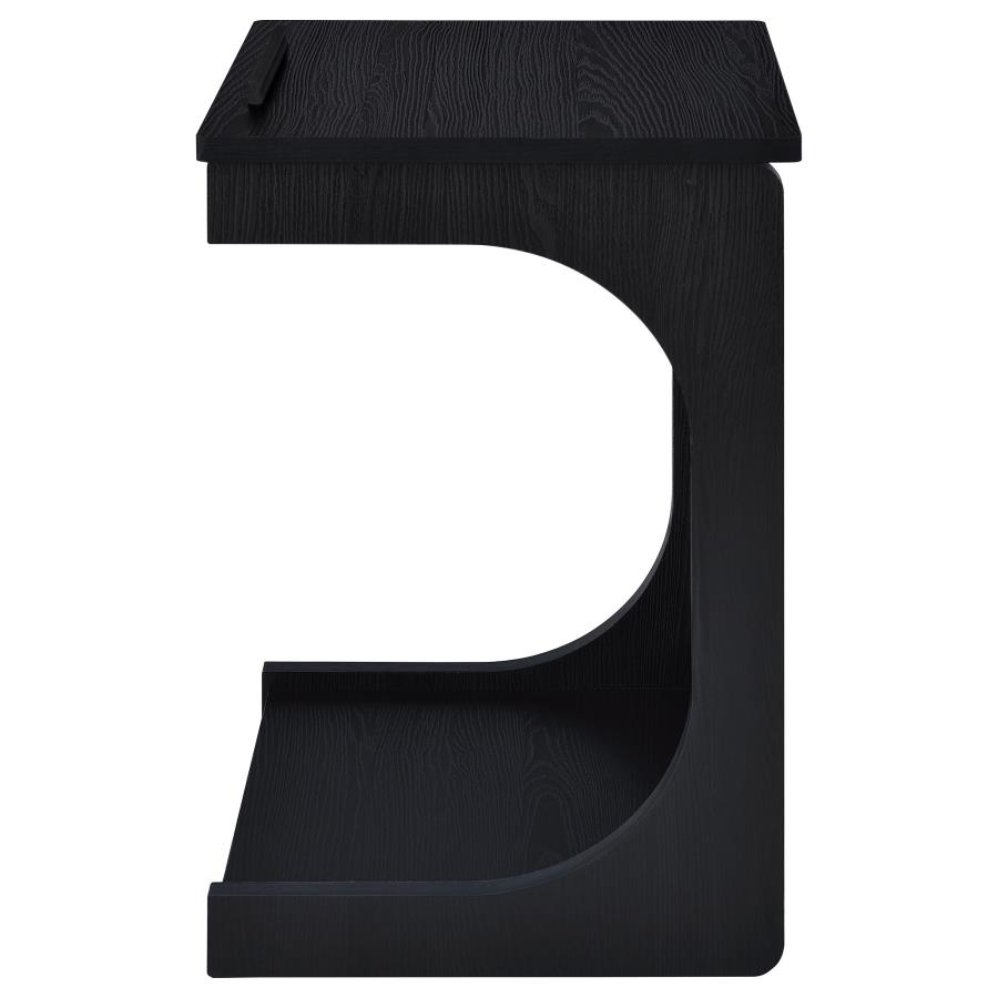 Ralston C-Shaped Lift-Top Sofa Side Table With Casters Black