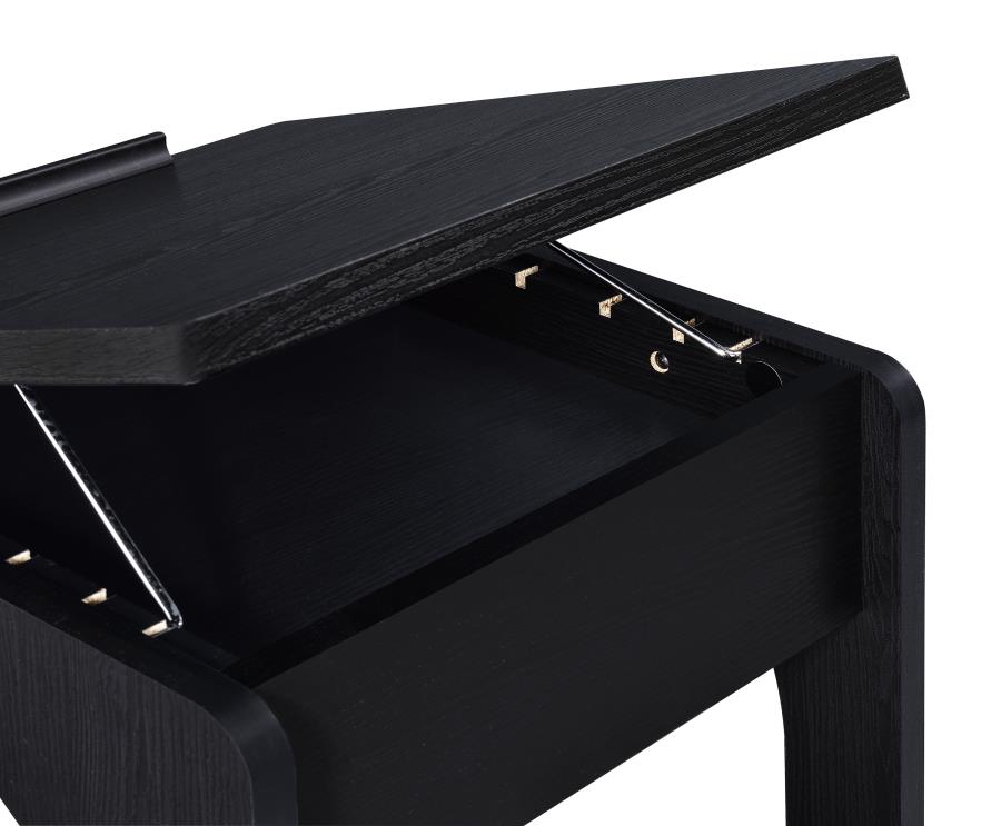 Ralston C-Shaped Lift-Top Sofa Side Table With Casters Black