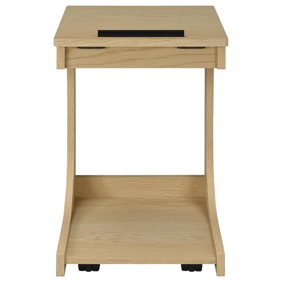 Ralston C-Shaped Lift-Top Sofa Side Table With Casters Light Oak