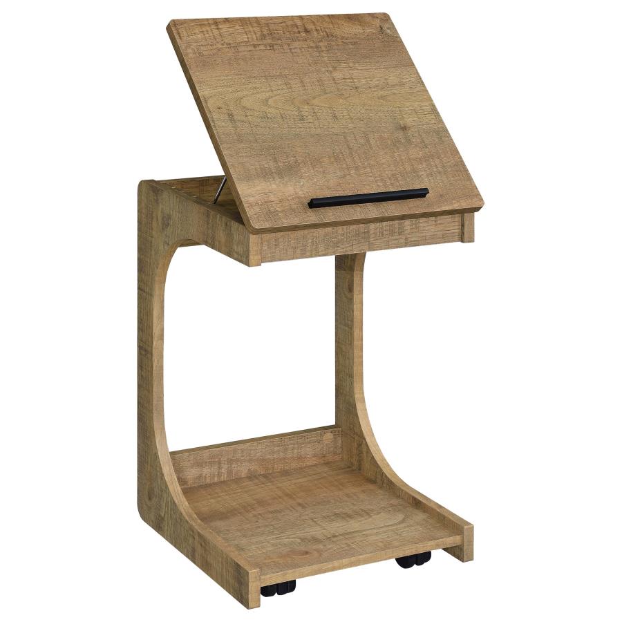 Ralston C-Shaped Lift-Top Sofa Side Table With Casters Mango