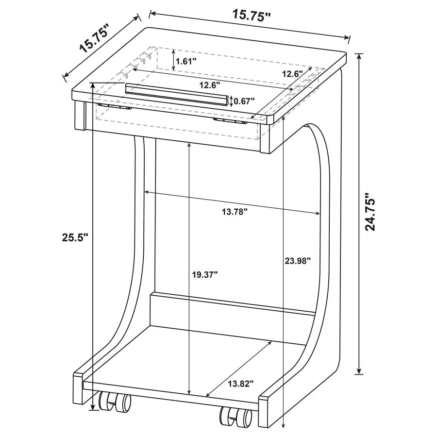 Modal Additional Images for Ralston C-Shaped Lift-Top Sofa Side Table With Casters Mango