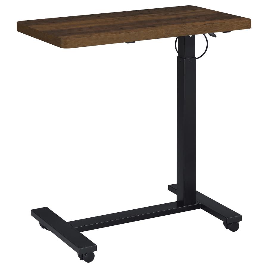 Westpark Pneumatic Adjustable C-Shape Side Table with Casters Dark Pine
