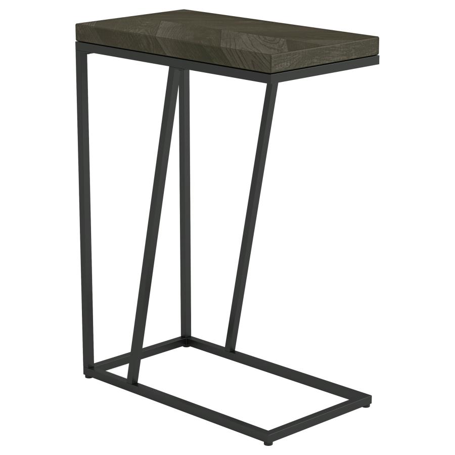 Sergio Engineered Wood C-Shaped Sofa Side Table Rustic Grey (image for) Sergio Engineered Wood C-Shaped Sofa Side Table Rustic Grey