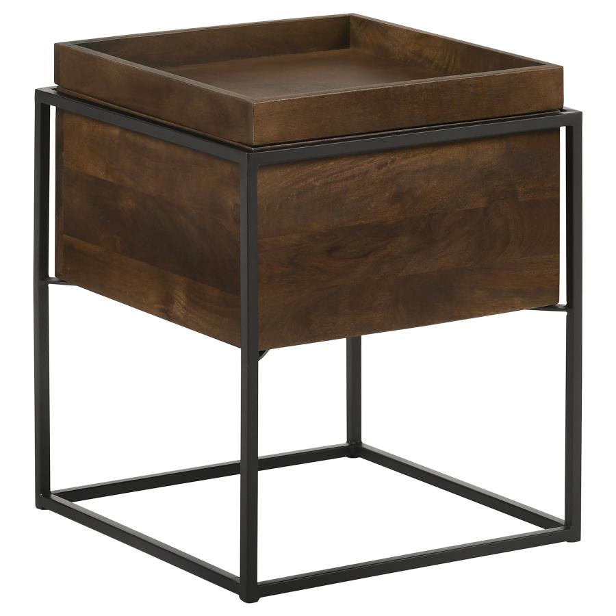Ondrej Square Accent Side Table Removable Tray Dark Brown (image for) Ondrej Square Accent Side Table Removable Tray Dark Brown