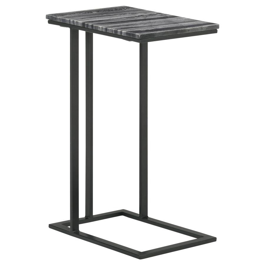 Vicente Marble Top C-Shaped Sofa Side Table Grey (image for) Vicente Marble Top C-Shaped Sofa Side Table Grey