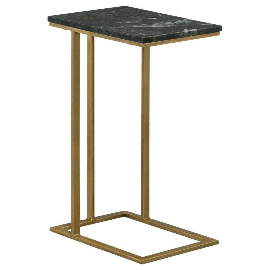 Vicente Marble Top C-Shaped Sofa Side Table Green (image for) Vicente Marble Top C-Shaped Sofa Side Table Green