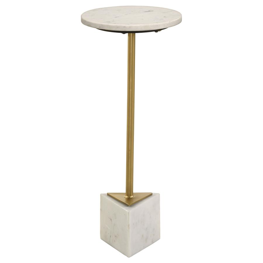 Fulcher Round Marble Top Accent Side Table White and Gold (image for) Fulcher Round Marble Top Accent Side Table White and Gold