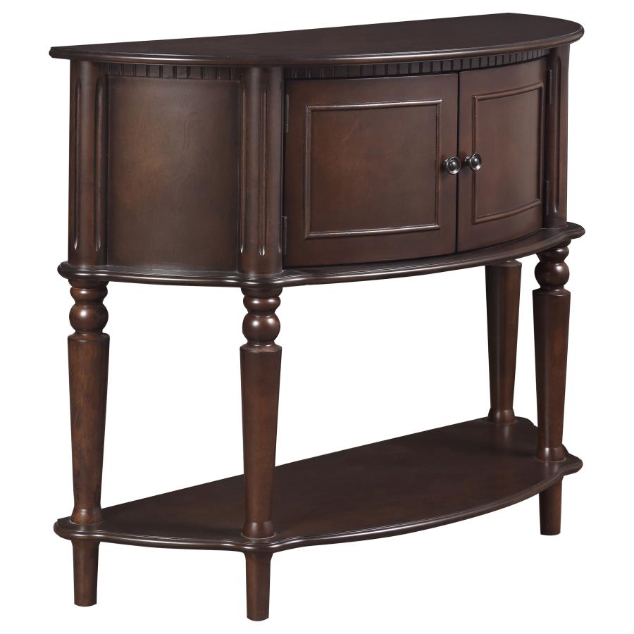 Brenda 2-door Demilune Wood Entryway Console Table Brown (image for) Brenda 2-door Demilune Wood Entryway Console Table Brown