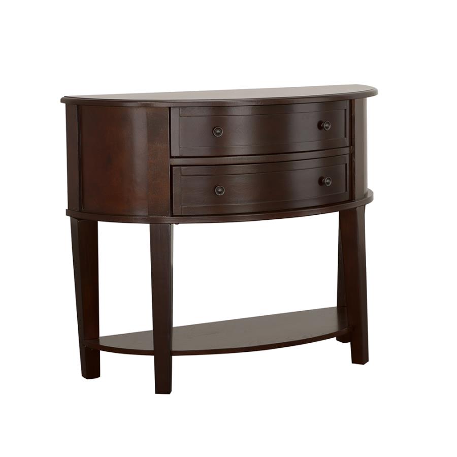 Diane 2-drawer Demilune Entryway Console Table Cappuccino (image for) Diane 2-drawer Demilune Entryway Console Table Cappuccino