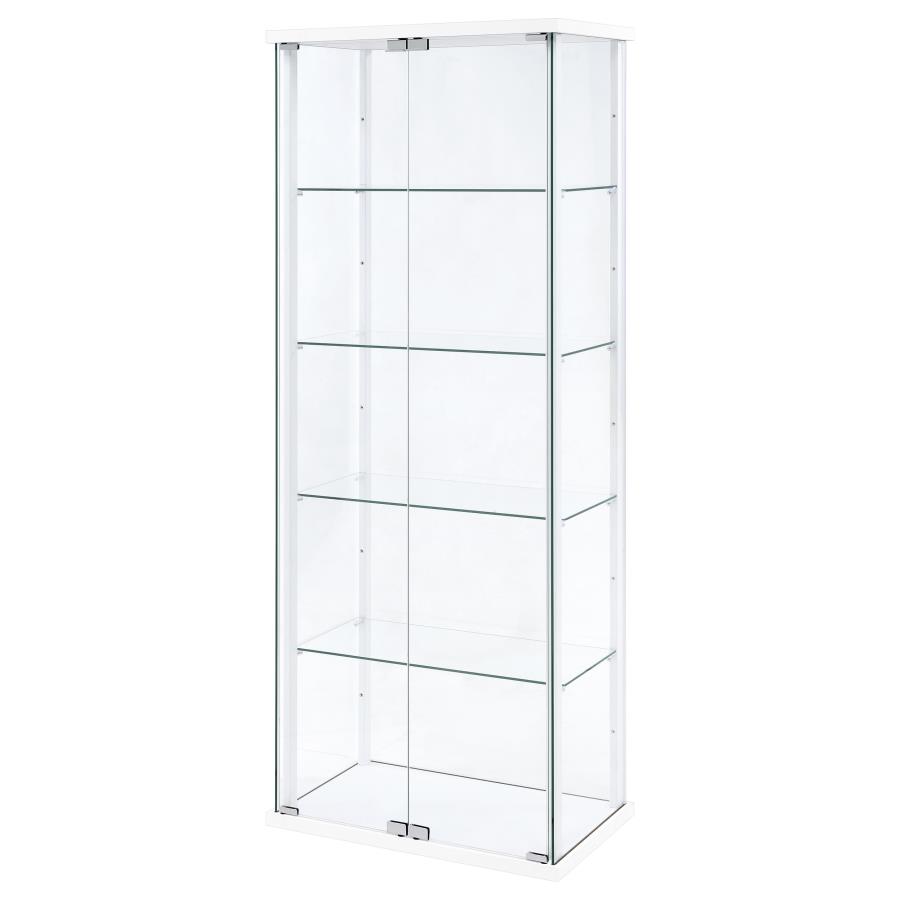 Delphinium 4-Shelf Clear Glass Curio Display Cabinet White