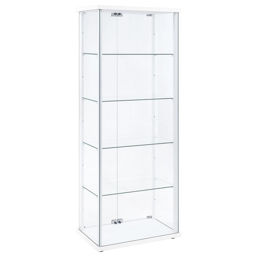 Delphinium 4-Shelf Clear Glass Curio Display Cabinet White