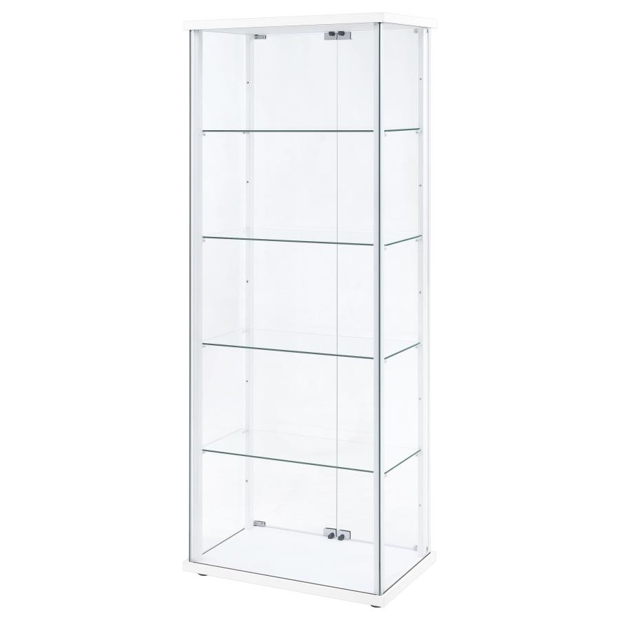 Delphinium 4-Shelf Clear Glass Curio Display Cabinet White