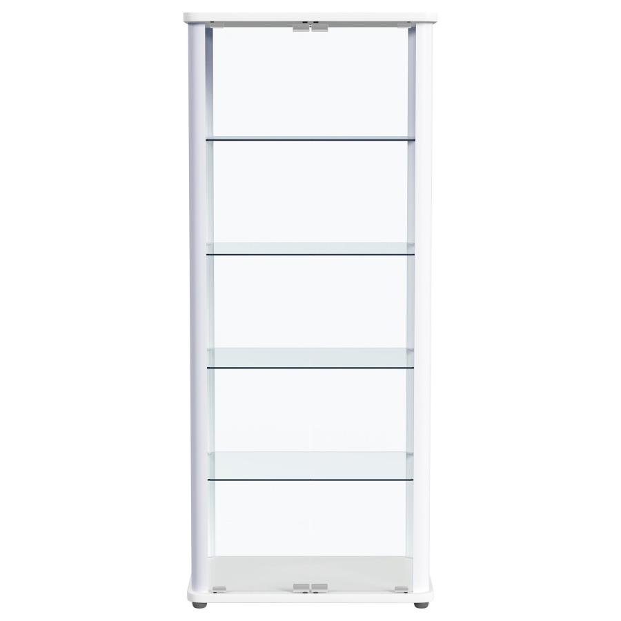 Aero 5-shelf Display Curio Cabinet with LED Lighting White