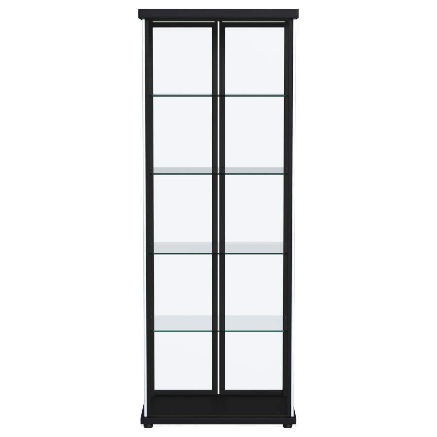 Aero 5-shelf Display Curio Cabinet with LED Lighting Black
