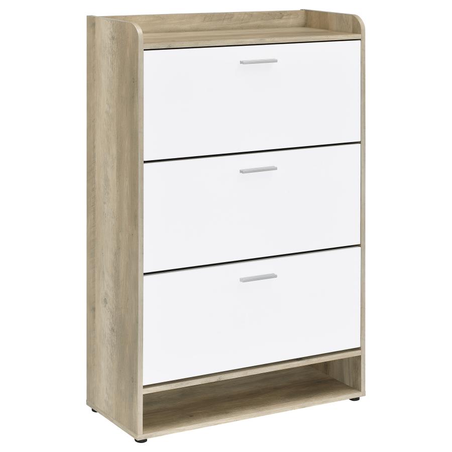 Denia 3-tier Engineered Wood Shoe Cabinet White (image for) Denia 3-tier Engineered Wood Shoe Cabinet White