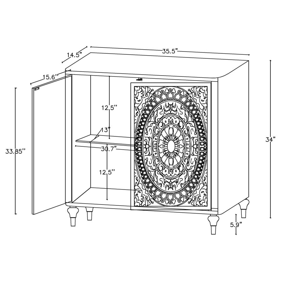Modal Additional Images for Cardella 2-door Mandala Accent Cabinet Distressed White