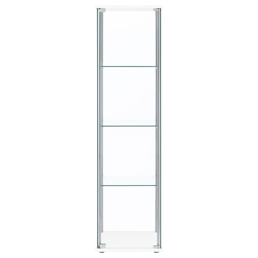 Bellatrix 4-shelf Clear Glass Curio Cabinet White