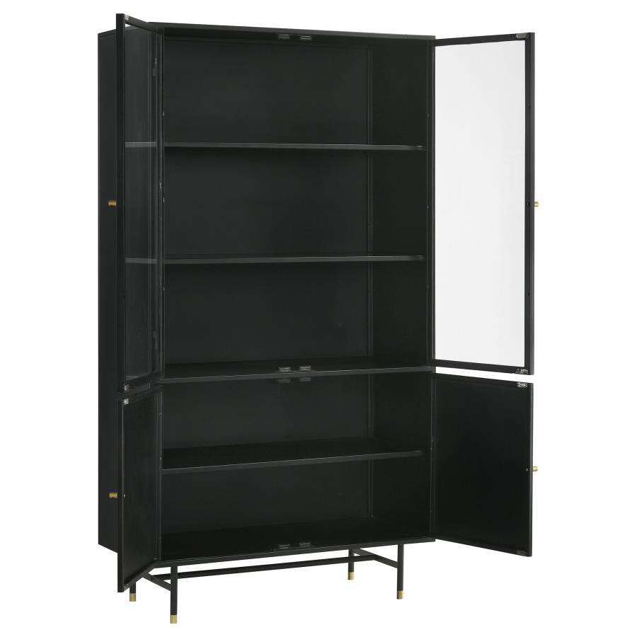Santiago 4-door Metal Tall Storage Cabinet Matte Black