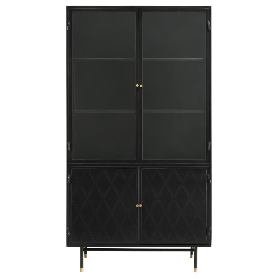 Santiago 4-door Metal Tall Storage Cabinet Matte Black