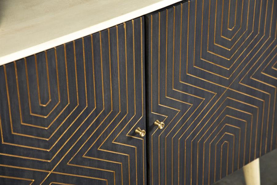 Ixora 2-door Wood Accent Cabinet White Washed and Black