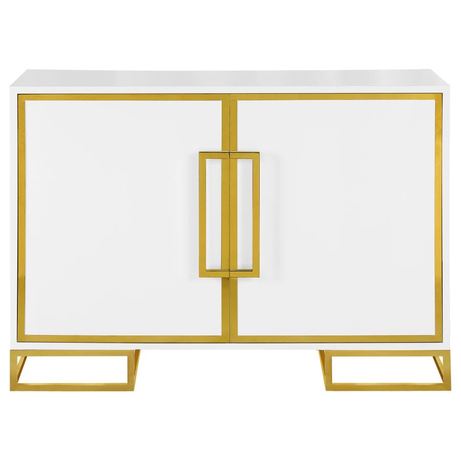 Elsa 2-door Wood Storage Accent Cabinet White and Gold