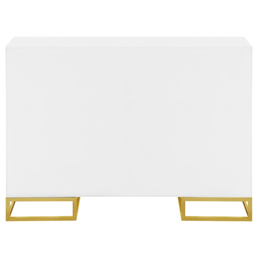 Elsa 2-door Wood Storage Accent Cabinet White and Gold