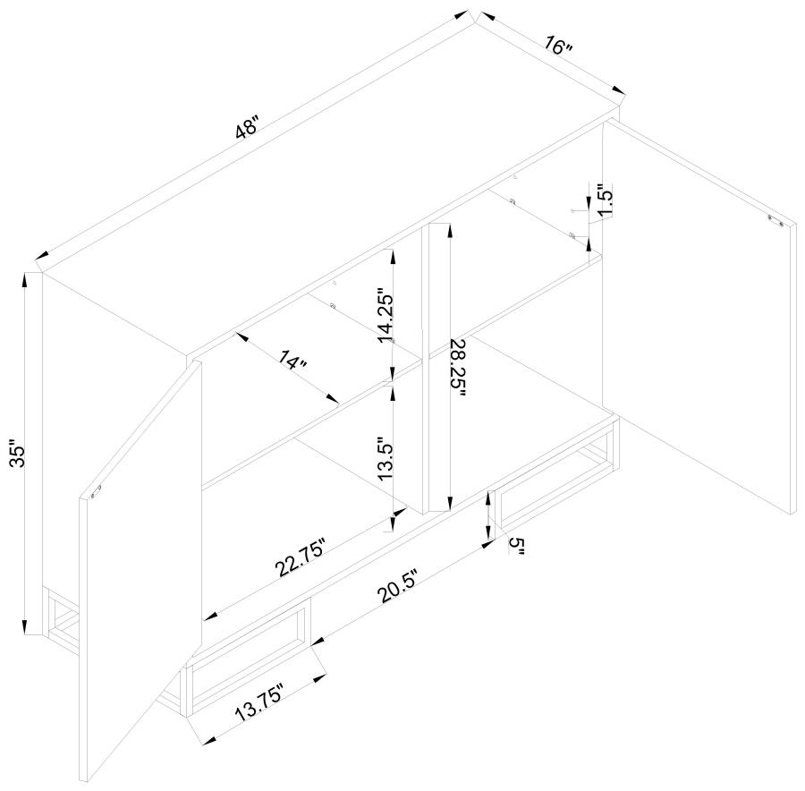 Modal Additional Images for Elsa 2-door Wood Storage Accent Cabinet White and Gold