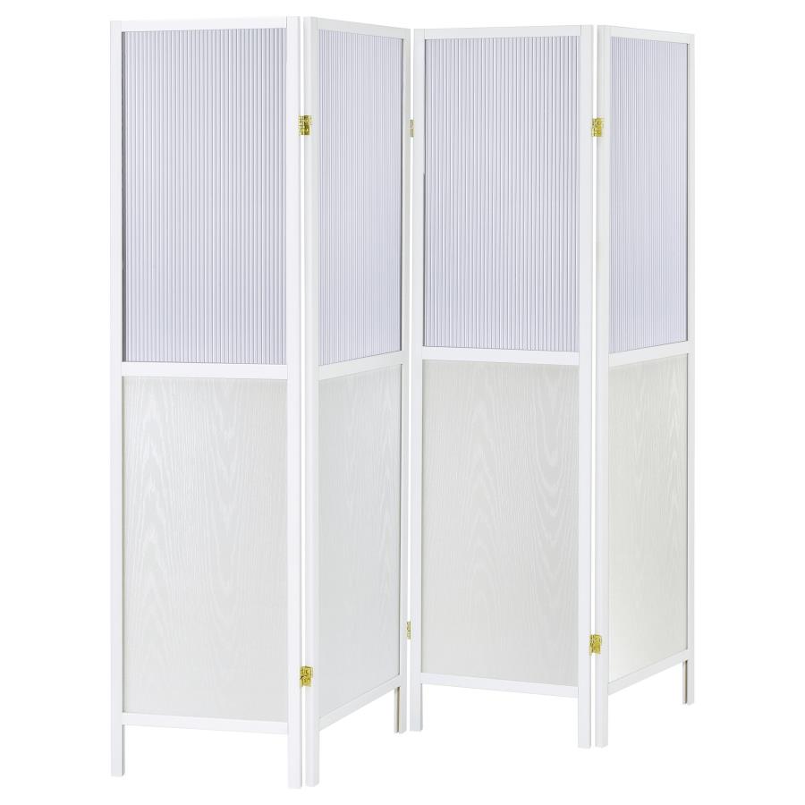 Mattison 4-Panel Room Divider Folding Shoji Screen White (image for) Mattison 4-Panel Room Divider Folding Shoji Screen White