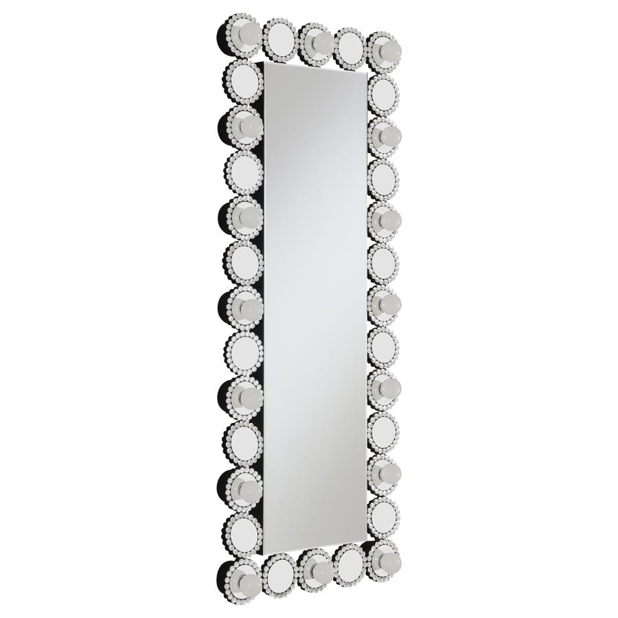 Aghes 24 x 62 Inch Wall Mirror with Lighting Silver (image for) Aghes 24 x 62 Inch Wall Mirror with Lighting Silver