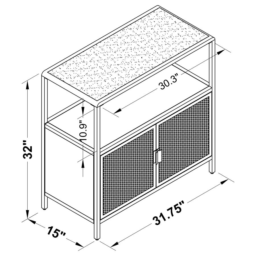 Modal Additional Images for Amherst 2-door Radio Weave Cane Metal Accent Cabinet Black